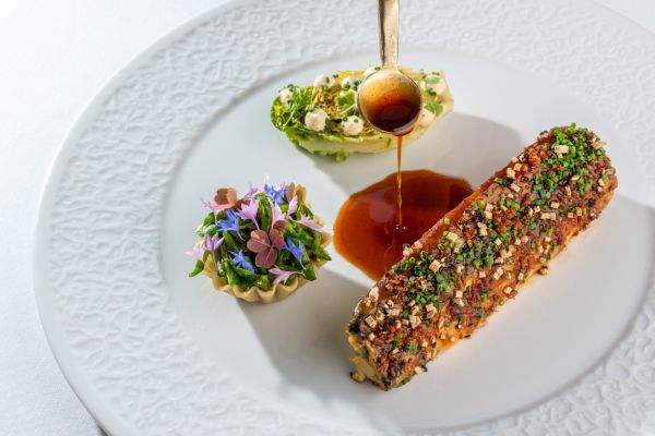 Chicken breast with roasted broccoli, truffle and creamy poultry velouté